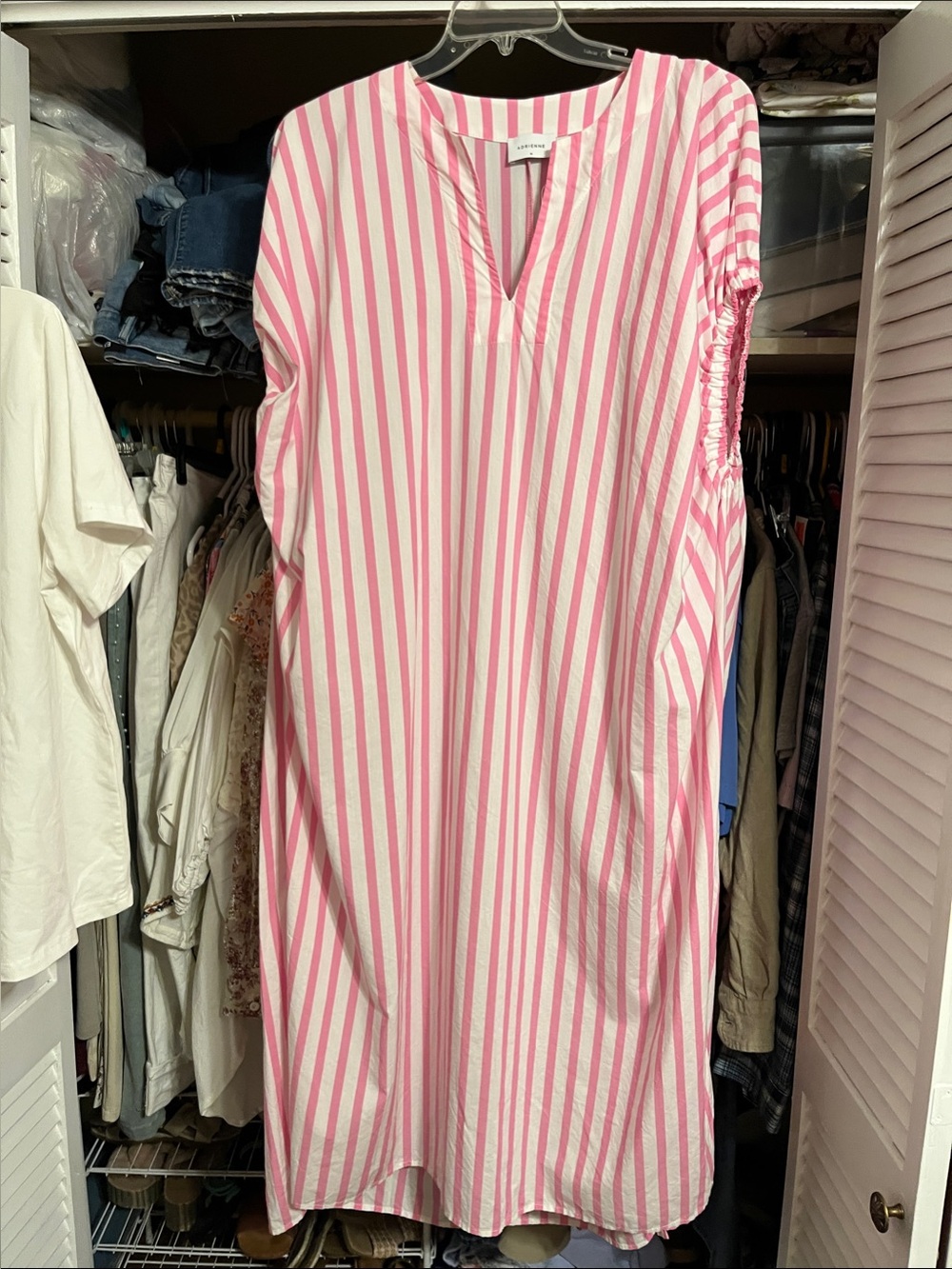 Adrienne “Elise”Pink and White Striped Maxi Dress